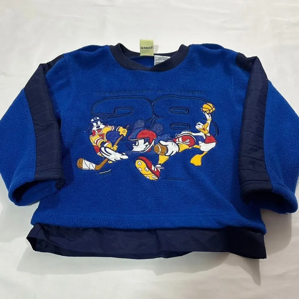 Vintage 90s Y2k Mickey & Co Disney Embriodered Sports Sporty Pullover 5 Kids